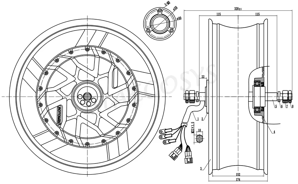 12000W Electric Motorcycle Hub Motor - QSMotor 17X6.0inch 70H 12000W V4 96V