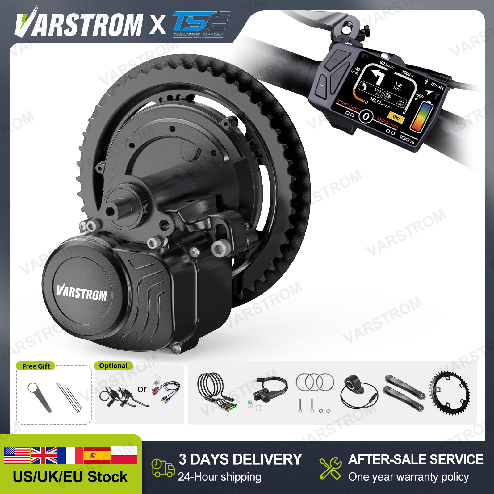 [US Stock] Tongsheng 48V 500W  - đánh giá và giá Side Hung Mid Drive Motor Kit