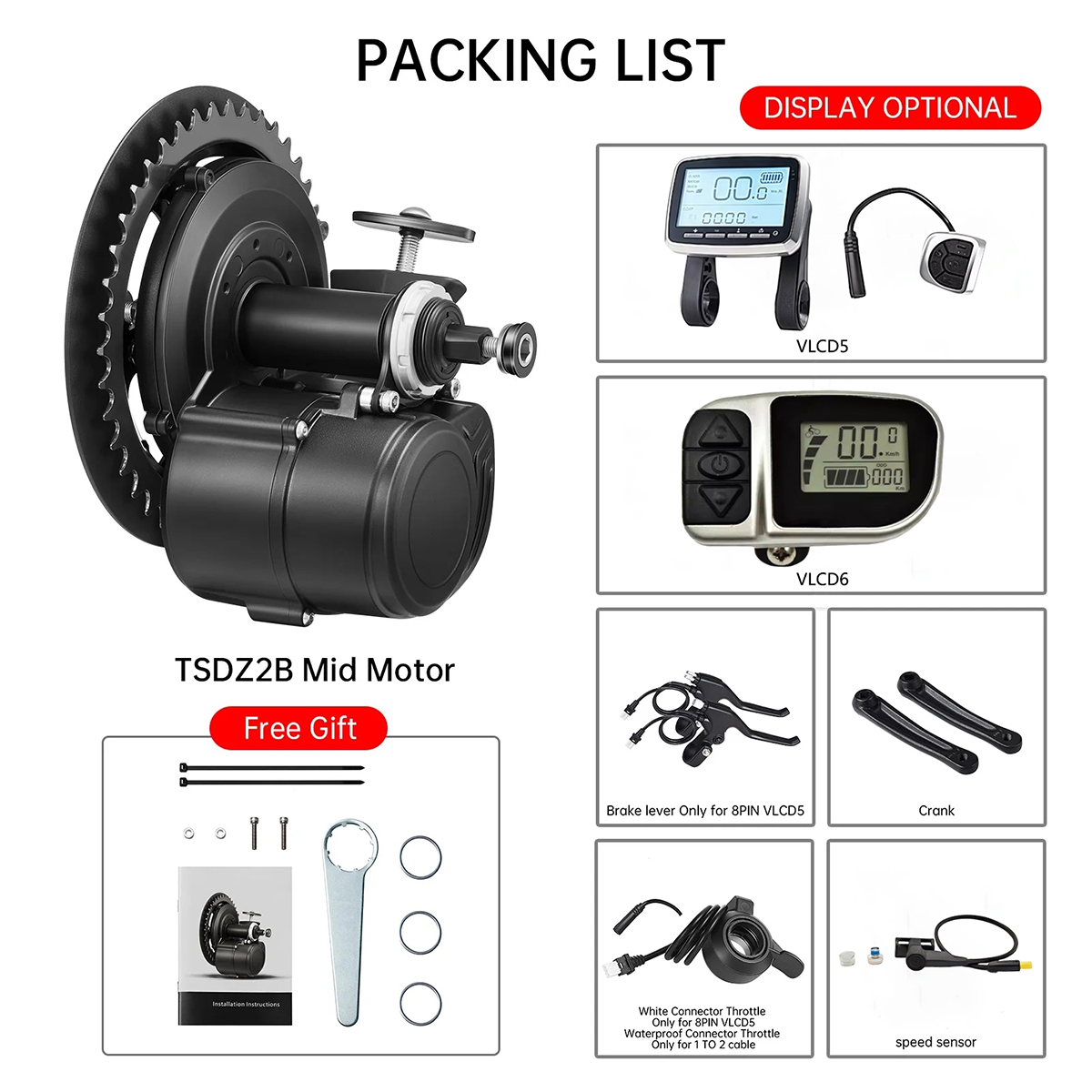 TONGSHENG TSDZ2B 48V 500W Elec - đánh giá và giá Torque Sensor Mid Drive Motor Kit