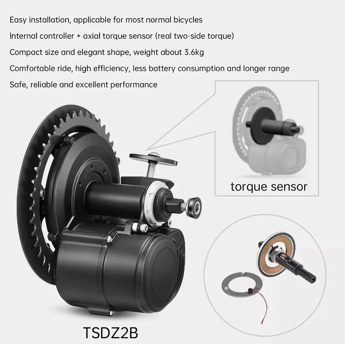TONGSHENG TSDZ2B 48V 500W Elec - đánh giá và giá Torque Sensor Mid Drive Motor Kit